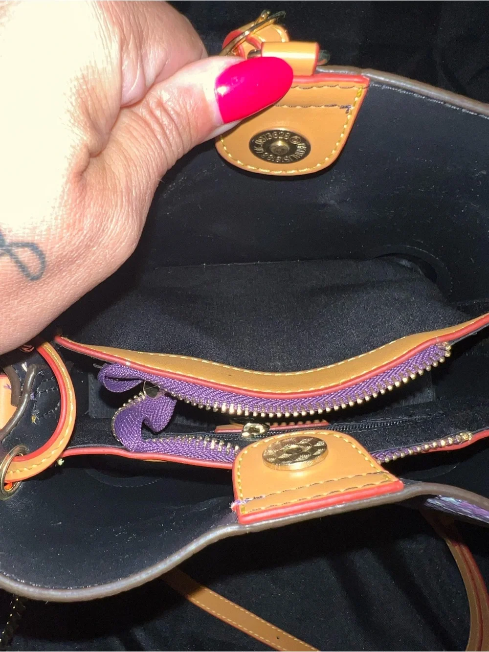 Louis Vuitton “Fashion” Purple Monogram Bucket Bag with Tan Leather - Picture 9 of 13